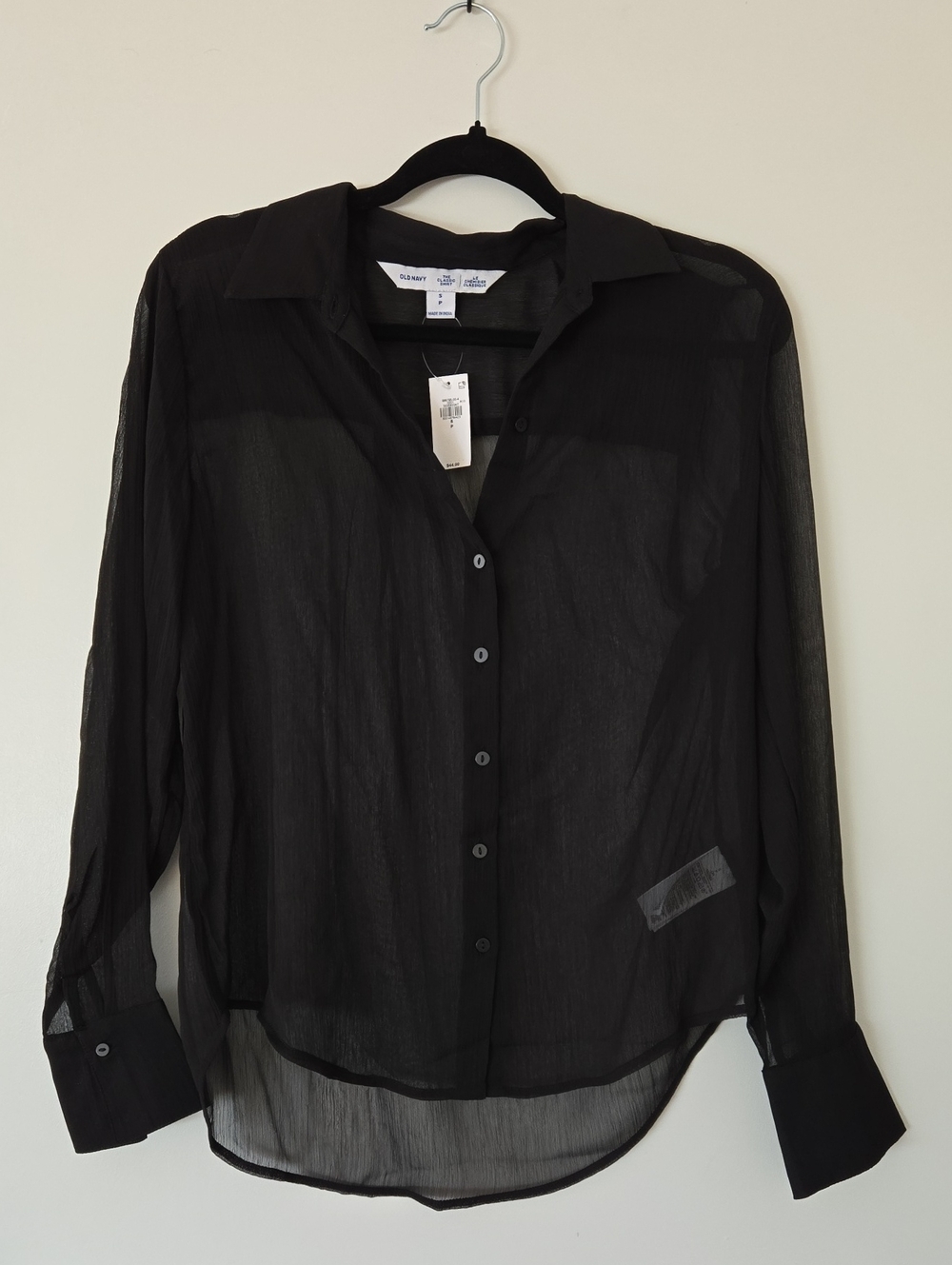 Sheer Black Button-Up Blouse